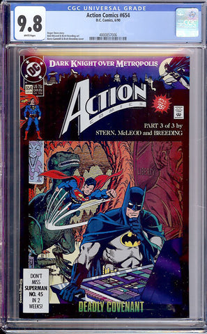 Action Comics #654 CGC graded 9.8 HIGHEST GRADED Batman and Batcave cover and story