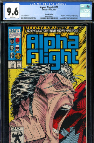 Alpha Flight #106 CGC graded 9.6 SECOND PRINTING 1st Major Mapleleaf - SOLD!