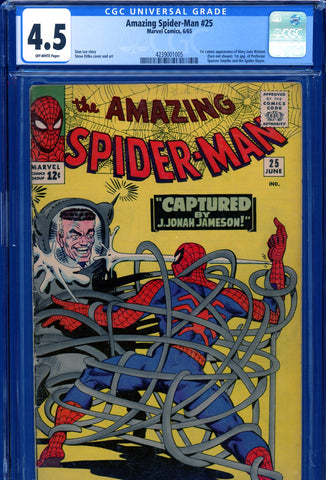 Amazing Spider-Man #025 CGC graded 4.5 first MJ in cameo - SOLD!