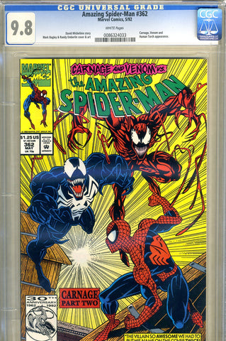 Amazing Spider-Man #362 CGC graded 9.8 second EVER appearance Venom