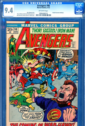Avengers #98 CGC graded 9.4 - first app. of War-Hawk