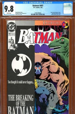 Batman #497 CGC graded 9.8 - Bane breaks Batman's back - SOLD!