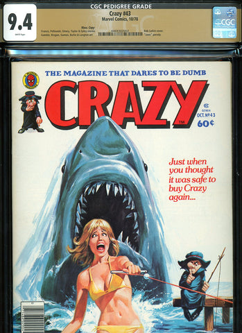 Crazy #43 CGC graded 9.4 - "Jaws" parody - {PEDIGREE} HIGHEST GRADED - SOLD!