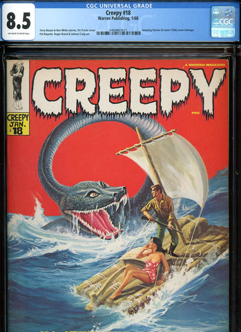 Creepy #18 CGC graded 8.5 - Amazing Stories #3 (June 1926) cover homage