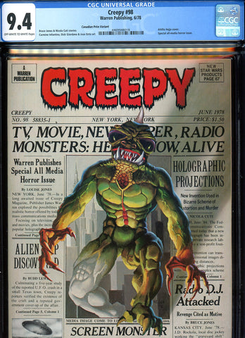 Creepy #98 CGC graded 9.4 - Special All-Media horror issue - PRICE VARIANT