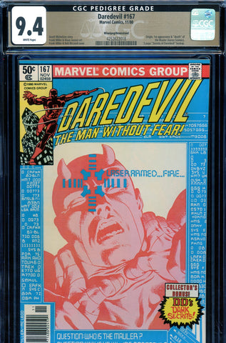 Daredevil #167 CGC graded 9.4 NEWSSTAND EDITION - PEDIGREE - SOLD!