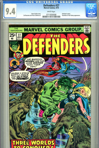 Defenders #27 CGC 9.4 - first appearance of Starhawk Kane/Romita cover
