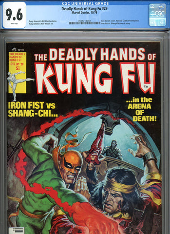 Deadly Hands of Kung Fu #29 CGC graded 9.6 - Iron Fist vs. Shang-Chi cover and story
