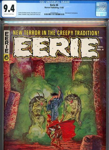 Eerie #6 CGC graded 9.4 - Morrow cover - Ditko, Crandall, Craig, Colan and Torres art