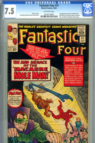 Fantastic Four #31 CGC graded 7.5 third app. of Mole Man - 1st Dr. Franklin Storm app.