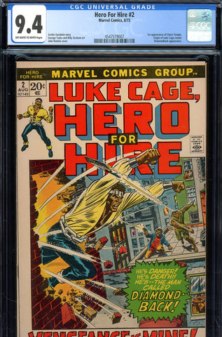 Hero For Hire #2 CGC 9.4 - three first appearances - 2nd appearance of Luke Cage - SOLD!