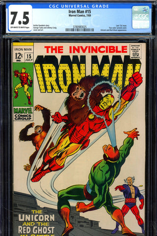 Iron Man #15 CGC graded 7.5 - Unicorn and Red Ghost appearance - last 12 cents issue
