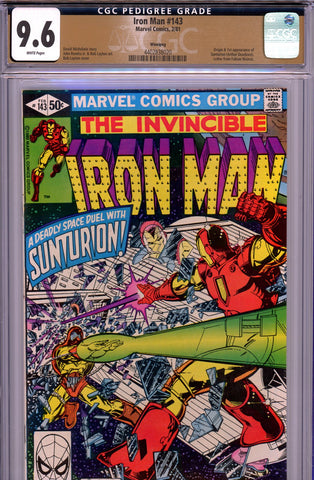 Iron Man #143 CGC graded 9.6 - origin/1st app. of Sunturion PEDIGREE