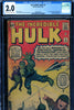 Incredible Hulk #003 CGC graded 2.0 origin Hulk retold - 1st Ringmaster - SOLD!