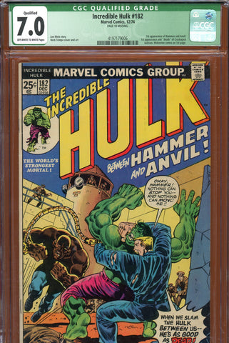 Incredible Hulk #182 CGC graded 7.0 Wolverine cameo - SOLD!