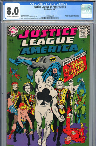 Justice League of America #54 CGC graded 8.0 - Royal Flush Gang appearance