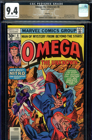 Omega the Unknown #08 CGC graded 9.4 2nd app. of Nitro PEDIGREE - SOLD!