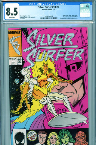 Silver Surfer v3 #1 CGC graded 8.5 origin retold - guest stars galore