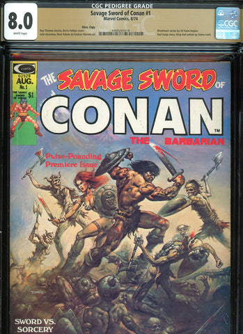 Savage Sword of Conan #001 CGC graded 8.0 - Boris Vallejo cover PEDIGREE - SOLD!