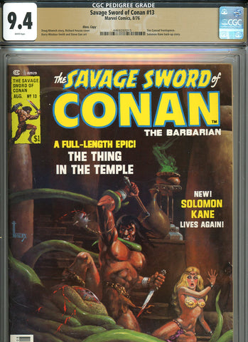 Savage Sword of Conan #13 CGC graded 9.4 - Richard Hescox cover PEDIGREE