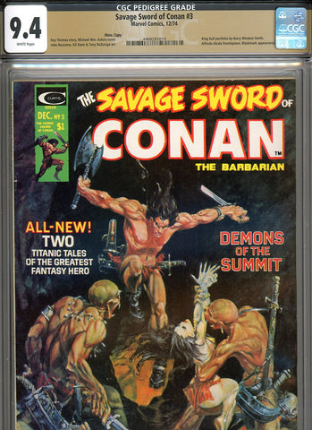 Savage Sword of Conan #03 CGC graded 9.4 - Michael Wm. Kaluta cover PEDIGREE - SOLD!