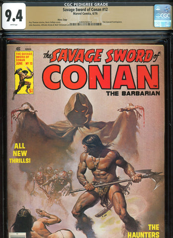 Savage Sword of Conan #12 CGC graded 9.4 - Boris Vallejo cover PEDIGREE - SOLD!