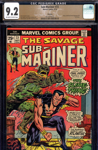 Sub-Mariner #72 CGC 9.2 last issue Romita/Esposito cover - PEDIGREE