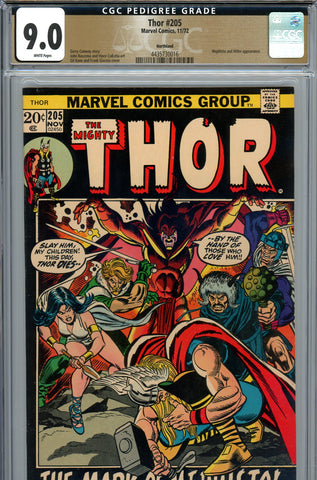 Thor #205 CGC 9.0 picture frame cover J. Buscema cover/art PEDIGREE - SOLD!