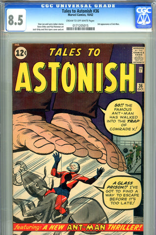 Tales To Astonish #36 CGC graded 8.5 third app. of Ant-Man 2nd app. in costume