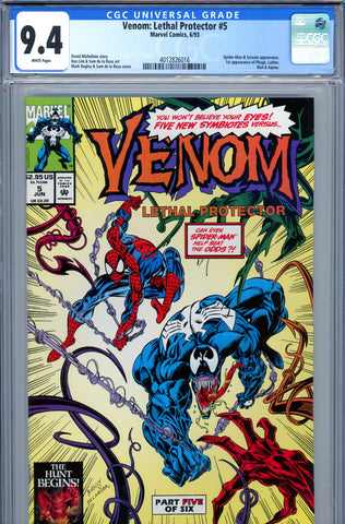 Venom: Lethal Protector #5 CGC graded 9.4 - first Phage, Lasher, Riot and Agony - SOLD!