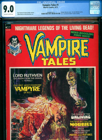 Vampire Tales #1 CGC graded 9.0 Maroto cover - 1st solo Morbius series