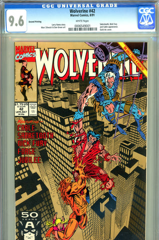 Wolverine #42 CGC graded 9.6 Sabretooth and Cable cover/story SECOND PRINTING