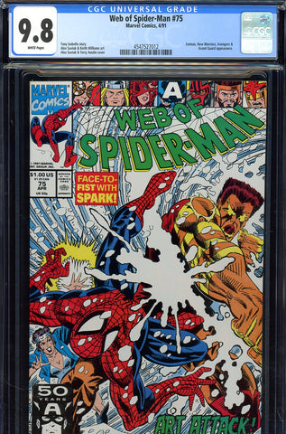 Web Of Spider-Man #75 CGC 9.8 Iceman, New Warriors, Avengers, Avant Guard app.