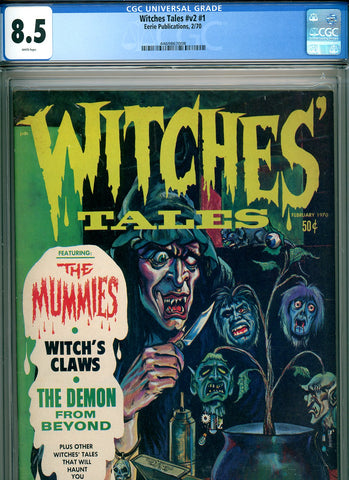 Witches Tales v2 #01 CGC graded 8.5 shrunken heads cover - SCARCE! - SOLD!