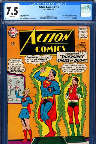 Action Comics #316 CGC graded 7.5 second Zigi and Zagi Swan and Klein cover