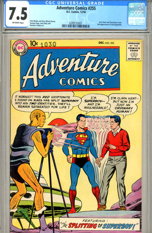 Adventure Comics #255 CGC graded 7.5 second red kryptonite SOLD!