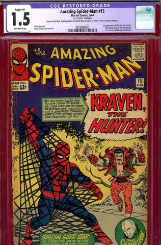 Amazing Spider-Man #15 CGC graded 1.5 first appearance of Kraven the Hunter