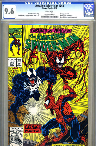 Amazing Spider-Man #362 CGC graded 9.6 - 2nd Carnage - SOLD!