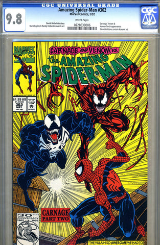 Amazing Spider-Man #362 CGC graded 9.8 - 2nd Carnage - SOLD!