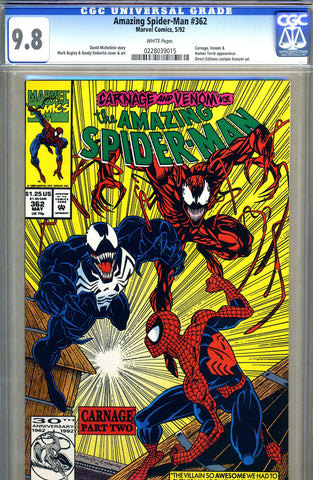 Amazing Spider-Man #362 CGC graded 9.8 - 2nd Carnage - SOLD!