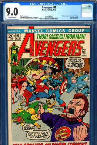 Avengers #98 CGC graded 9.0 - first appearance of War-Hawk