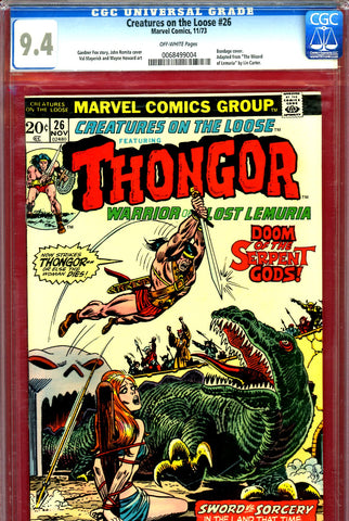 Creatures On the Loose #26 CGC graded 9.4 - Thongor cover and story - SOLD!