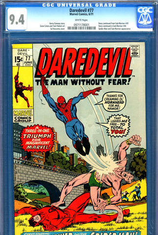 Daredevil #077 CGC graded 9.4 - Spider-Man/Sub-Mariner cover and story - SOLD!
