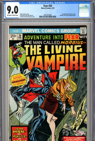 Fear (Adventure Into) #20 CGC graded 9.0 Morbius series begins SOLD!