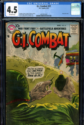 G.I. Combat #51 CGC graded 4.5 Grandenetti cover grey tone cover