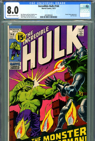 Incredible Hulk #144 CGC graded 8.0 Doctor Doom cover and story - SOLD!