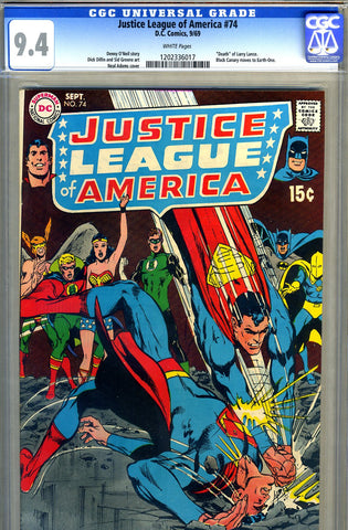 Justice League of America #74 CGC graded 9.4 - white pages - SOLD!