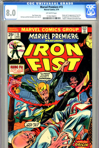 Marvel Premiere #15 CGC graded 8.0 origin and first Iron Fist - SOLD!