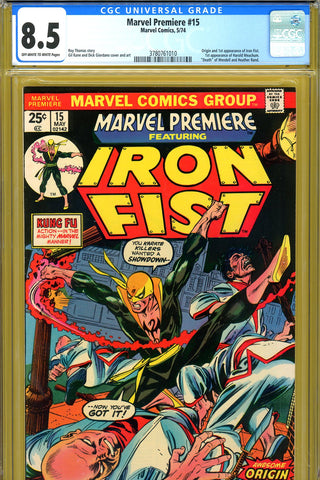 Marvel Premiere #15 CGC graded 8.5 origin/1st app of Iron Fist - SOLD!