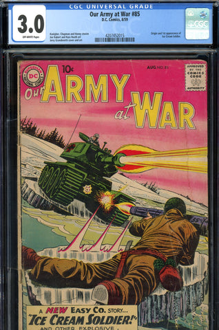 Our Army At War #085 CGC graded 3.0 first app. Ice Cream Soldier - 3rd Sgt. Rock - SOLD!